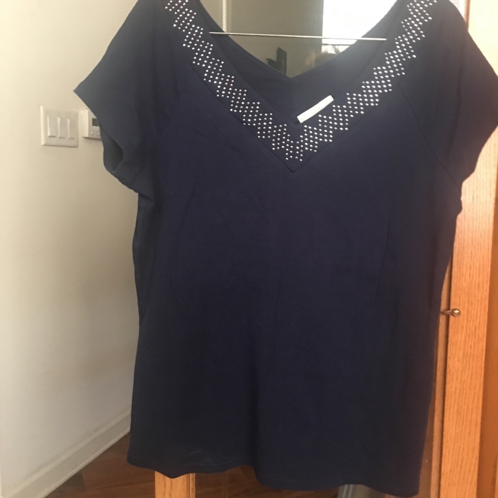 Westport 1962 Studs Navy V Neck Short Sleeve